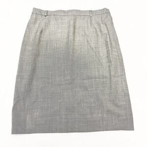 Escada Margaretha Ley Gray Pencil Skirt Back Slit Wool Size 38